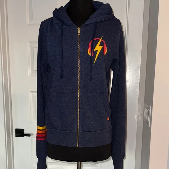LIKE NEW Aviator Nation Navy Zip Hoodie XS - Picture 2 of 4